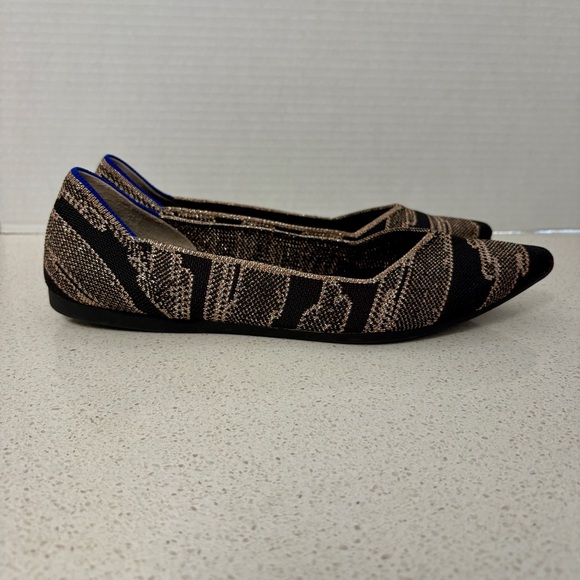 Rothy's The Point Flats Black and Gold Shimmer H4 - Picture 3 of 9